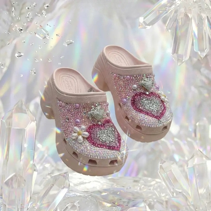 Crystal Heart Clogs