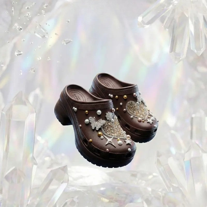 Crystal Heart Clogs