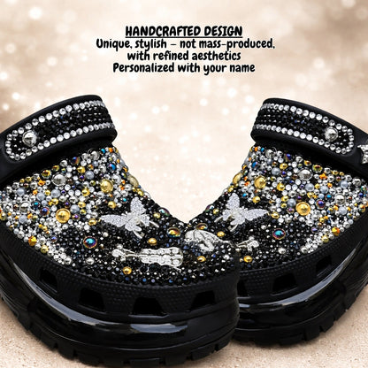 Dream Glow Luxe Platform Clogs – Midnight Black (8 cm)