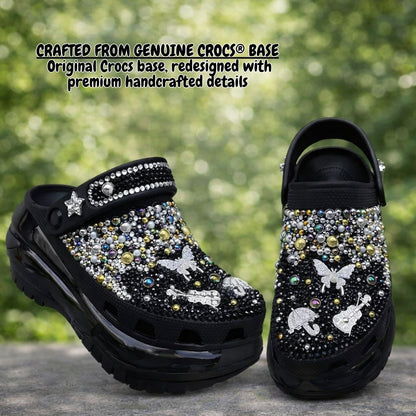 Dream Glow Luxe Platform Clogs – Midnight Black (8 cm)