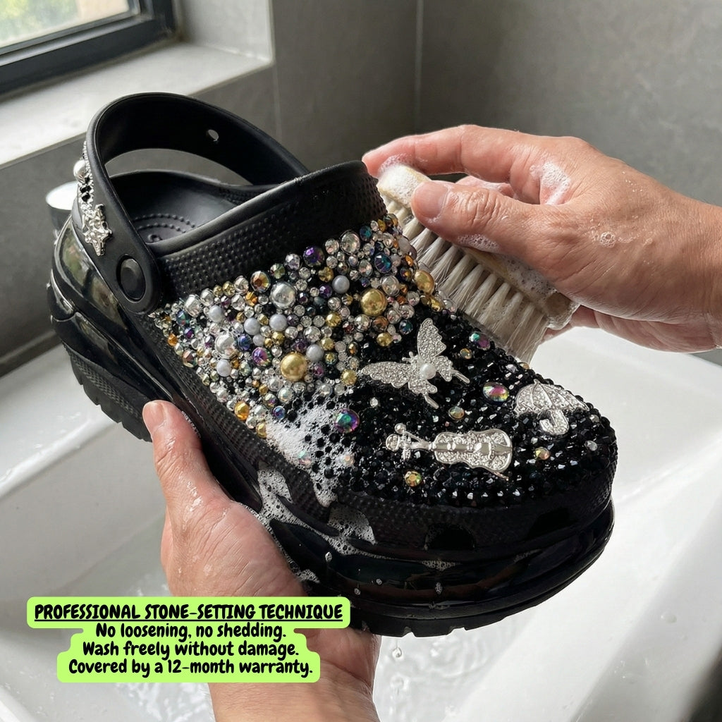 Dream Glow Luxe Platform Clogs – Midnight Black (8 cm)