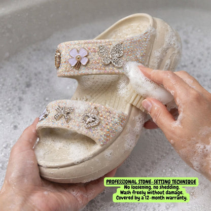 Sparkle Bloom Platform Sandals