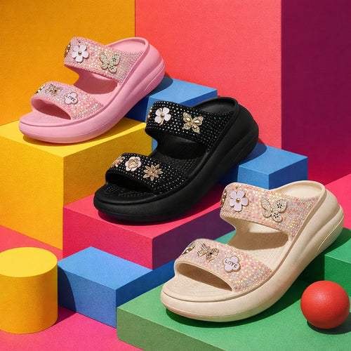 Sparkle Bloom Platform Sandals