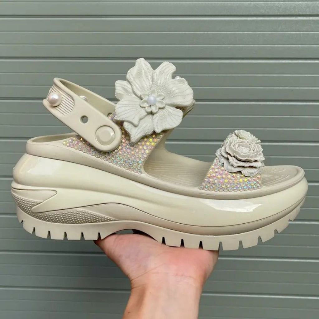 Pearl Grace Dual-Strap Platform Sandals