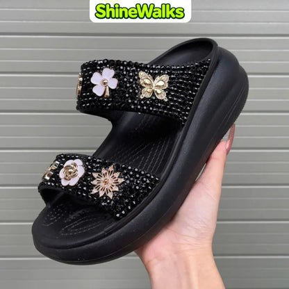 Sparkle Bloom Platform Sandals