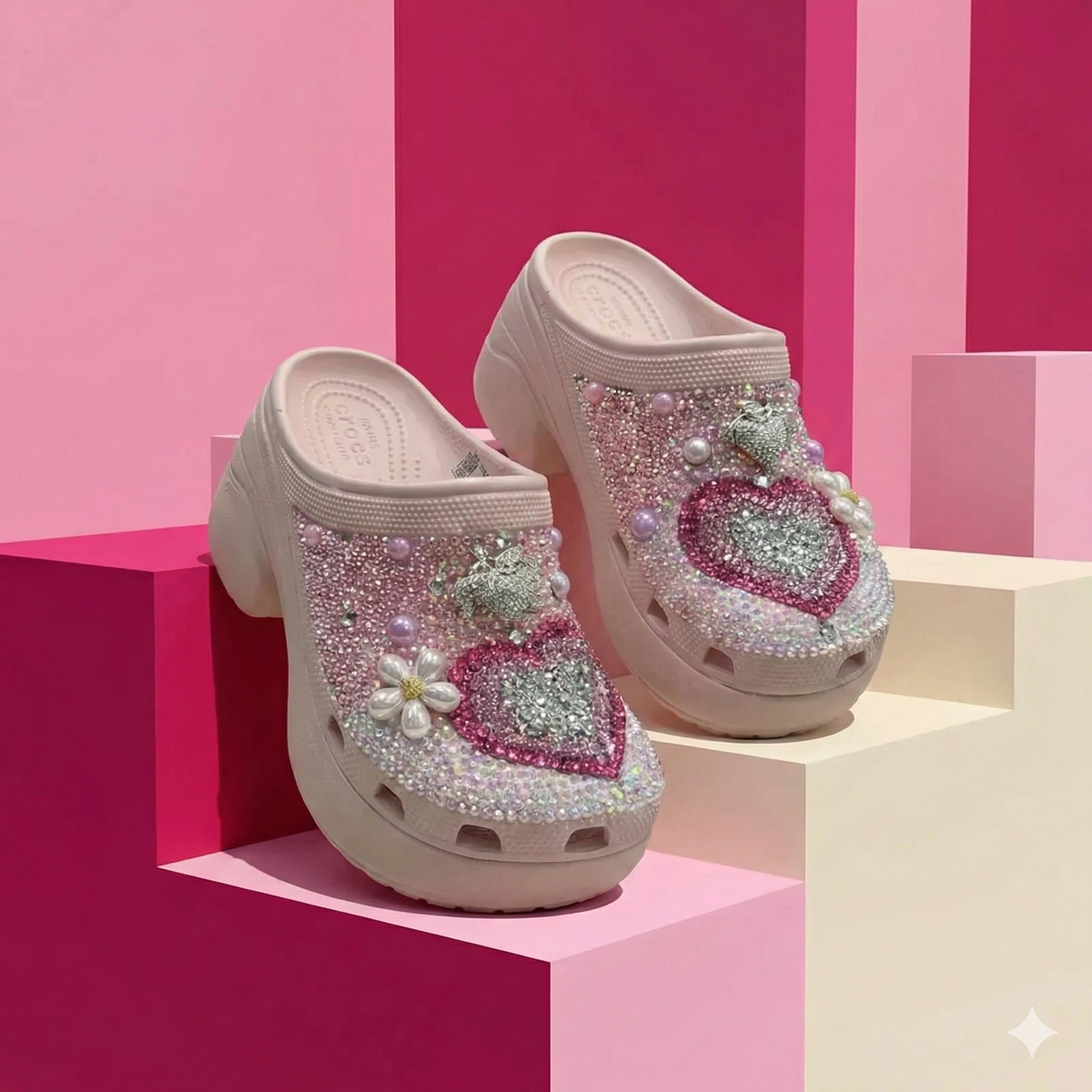 Crystal Heart Clogs