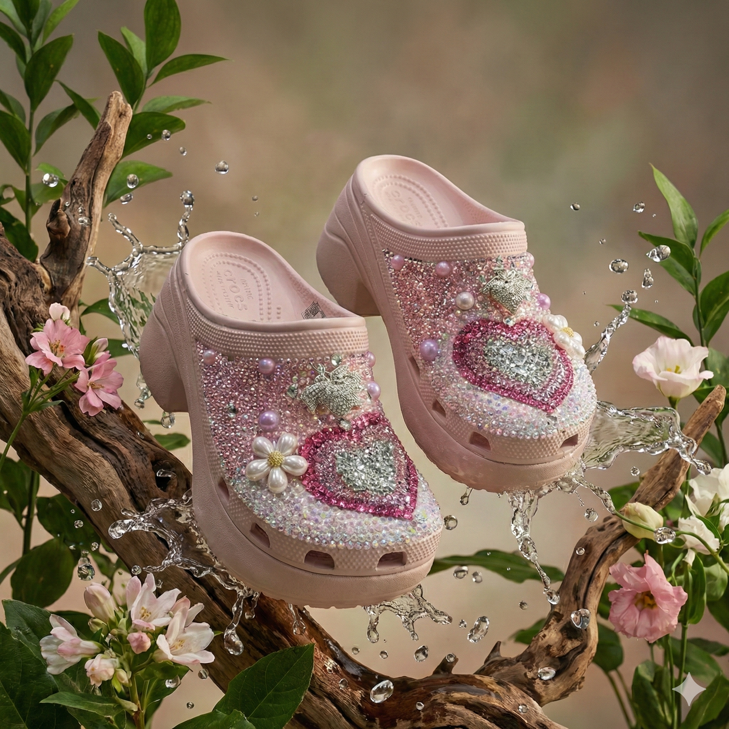 Crystal Heart Clogs