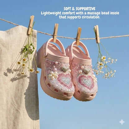 Crystal Heart Clogs